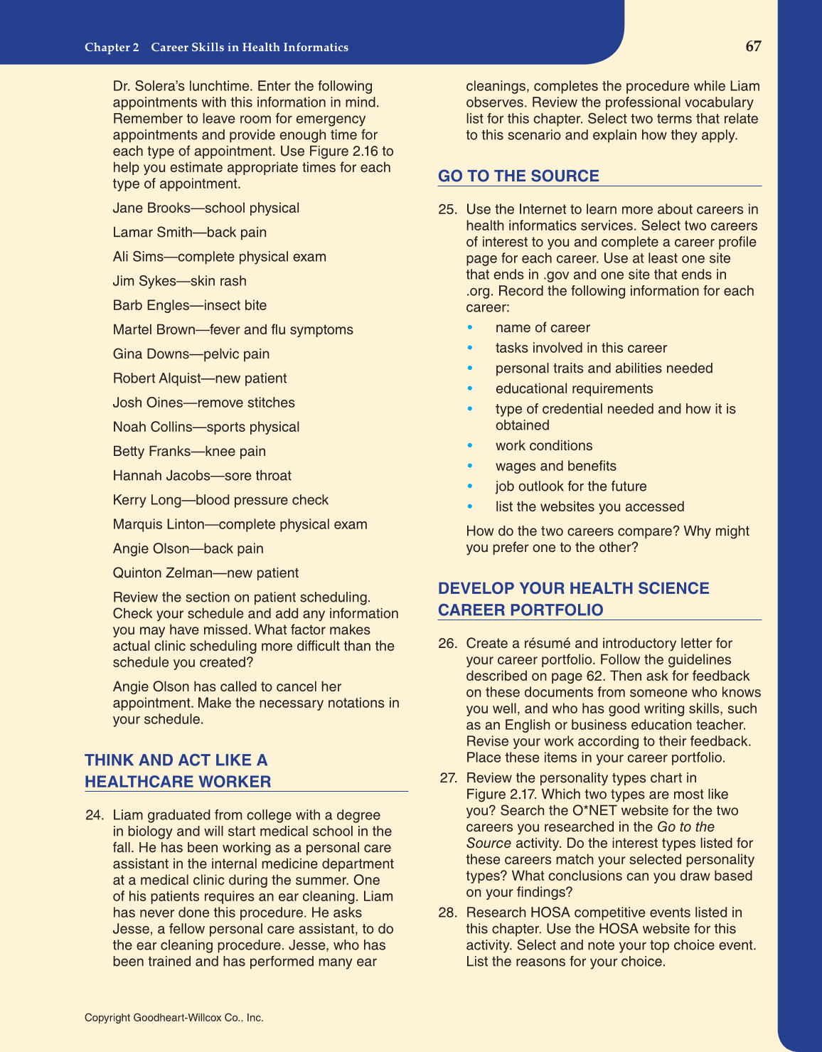 Introduction to Health Science: Pathways to Your Future, 1st Edition page 67