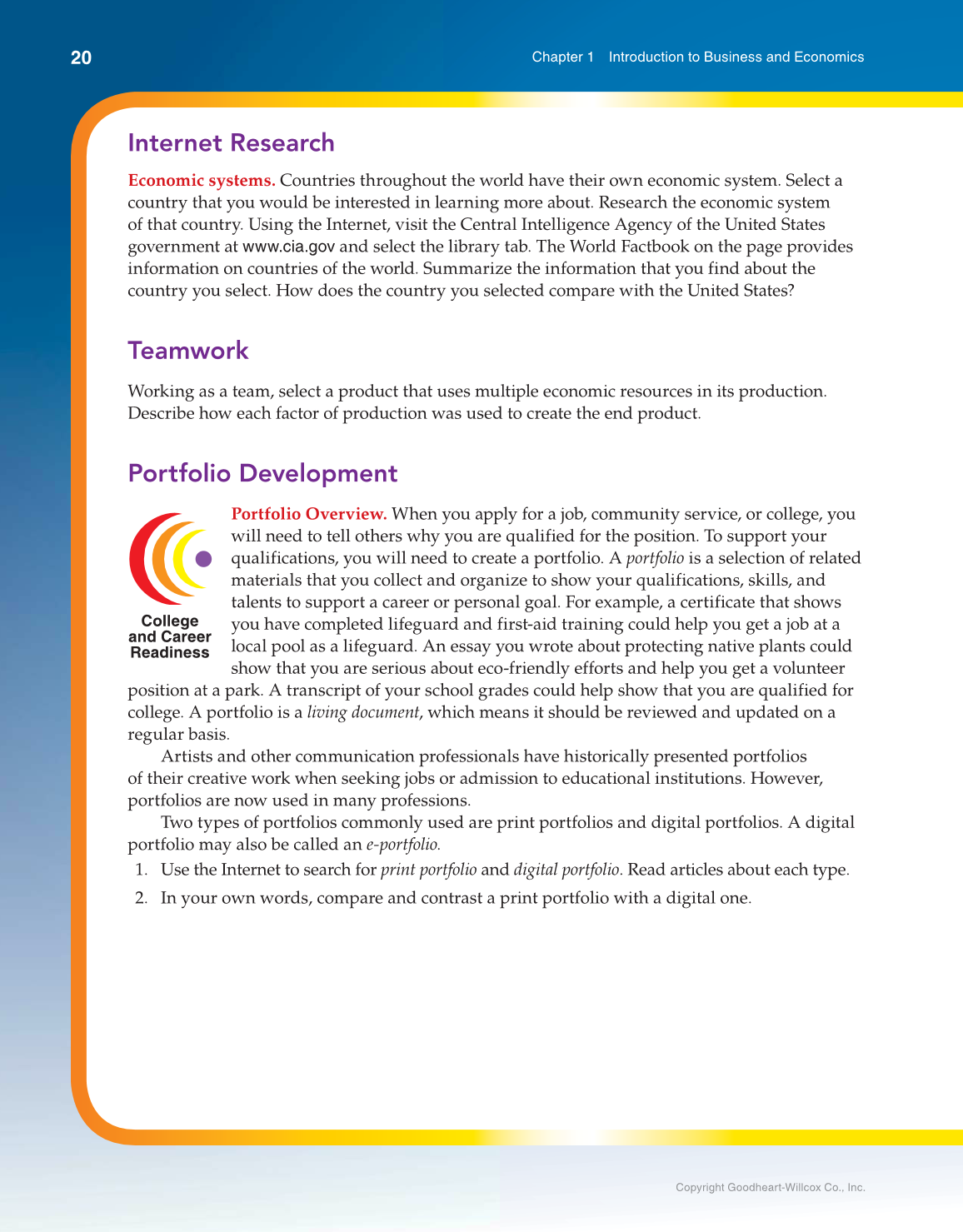 Principles of Business, Marketing, and Finance, 1st Edition page 20