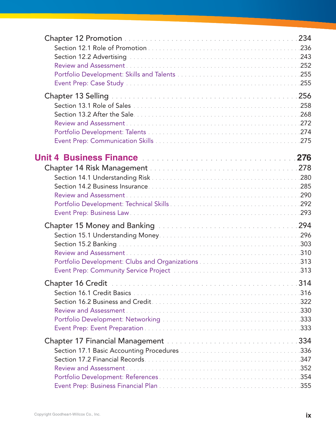 Principles of Business, Marketing, and Finance, 1st Edition page ix