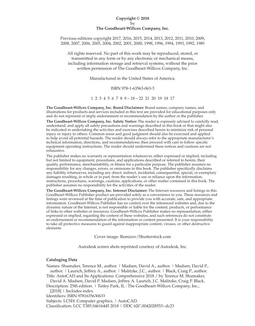 AutoCAD and Its Applications—Comprehensive 2018, 25th Edition page II