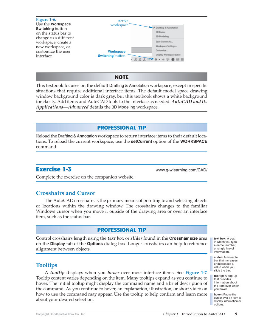 AutoCAD and Its Applications—Comprehensive 2018, 25th Edition page 9