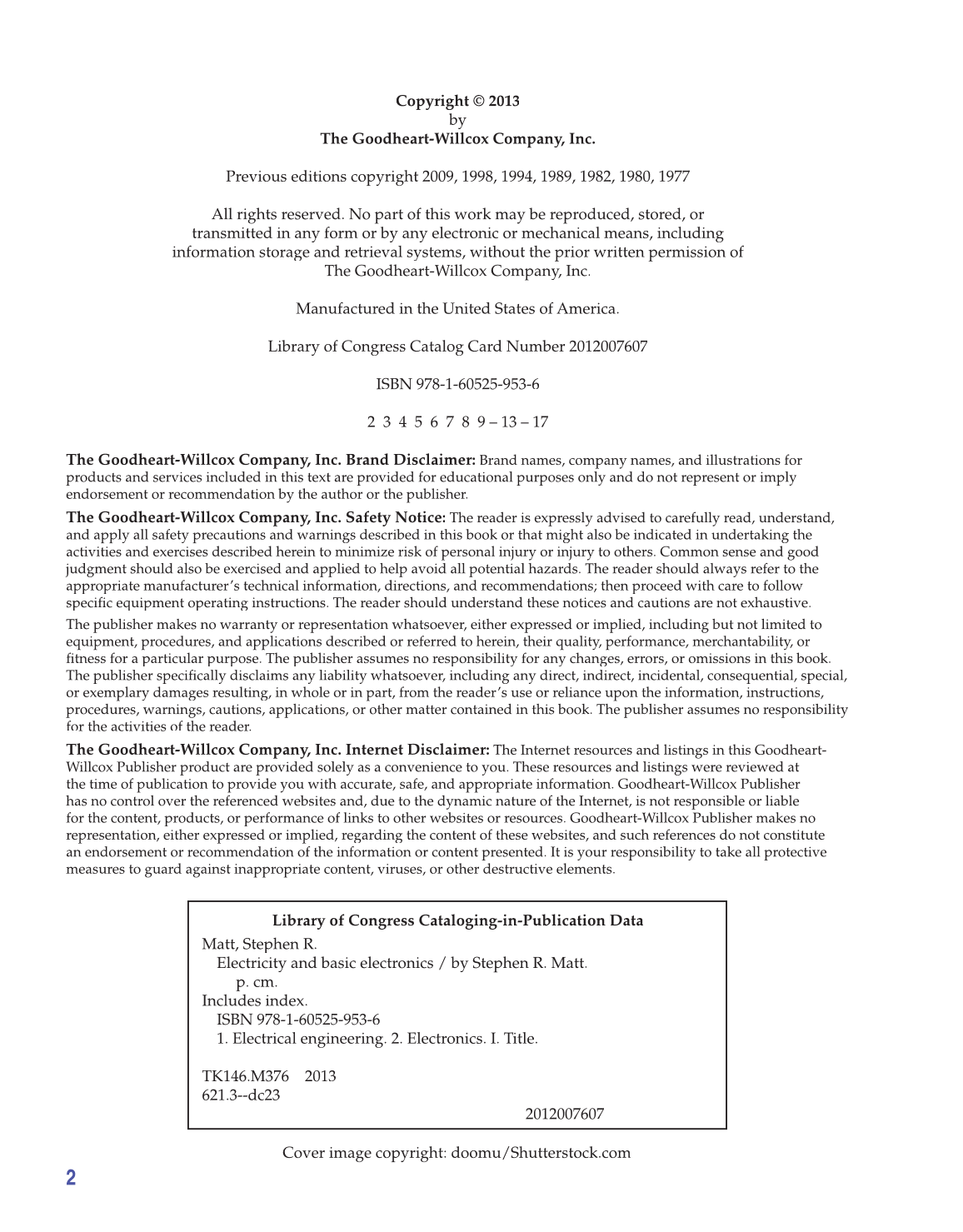 Electricity and Basic Electronics, 8th Edition page 2