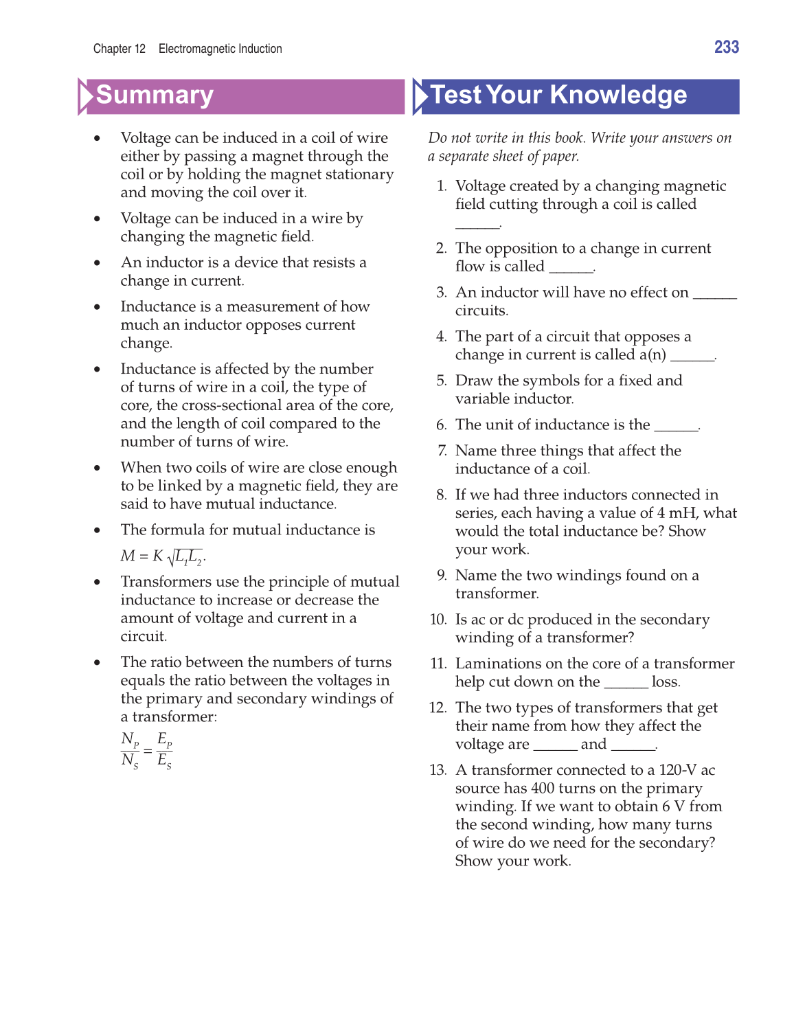 Electricity and Basic Electronics, 8th Edition page 233