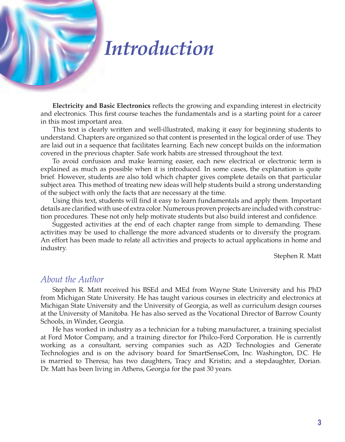 Electricity and Basic Electronics, 8th Edition page 3