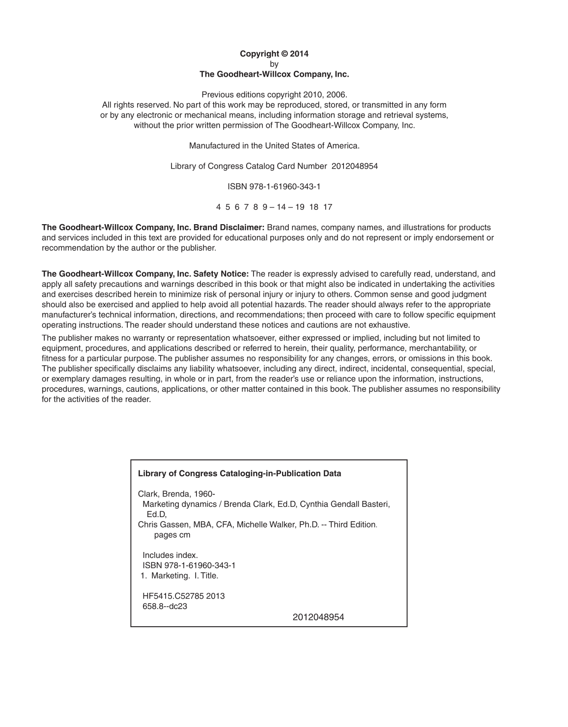 Marketing Dynamics, 3rd Edition page II