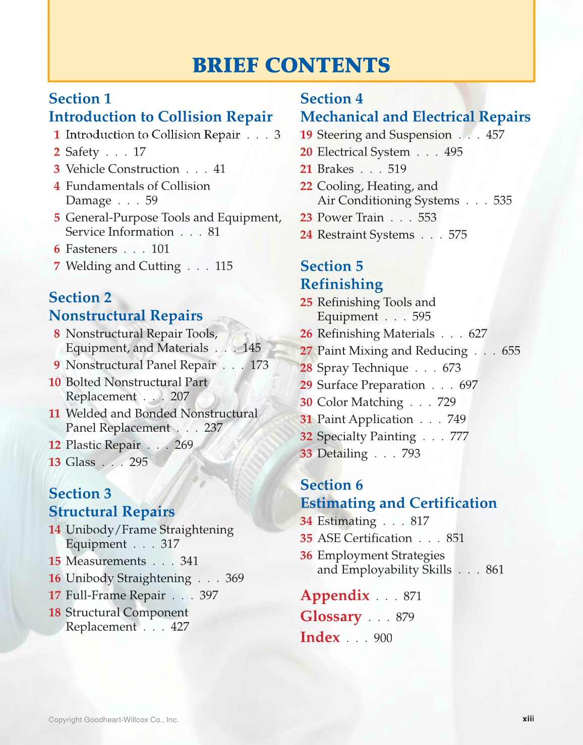 Auto Collision Repair and Refinishing, 2nd Edition page xiii