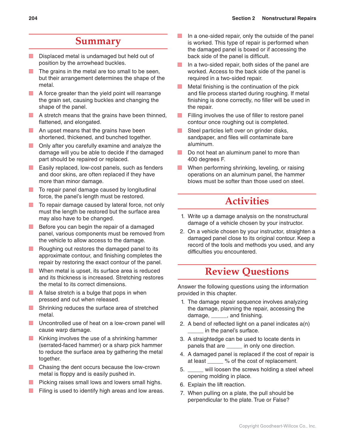 Auto Collision Repair and Refinishing, 2nd Edition page 204