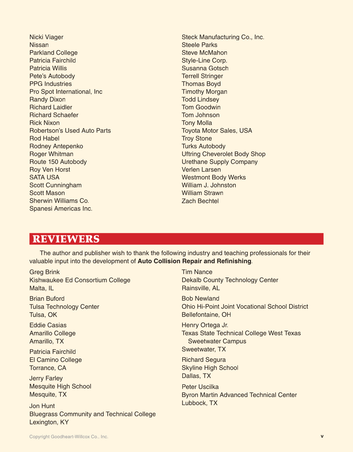 Auto Collision Repair and Refinishing, 2nd Edition page v