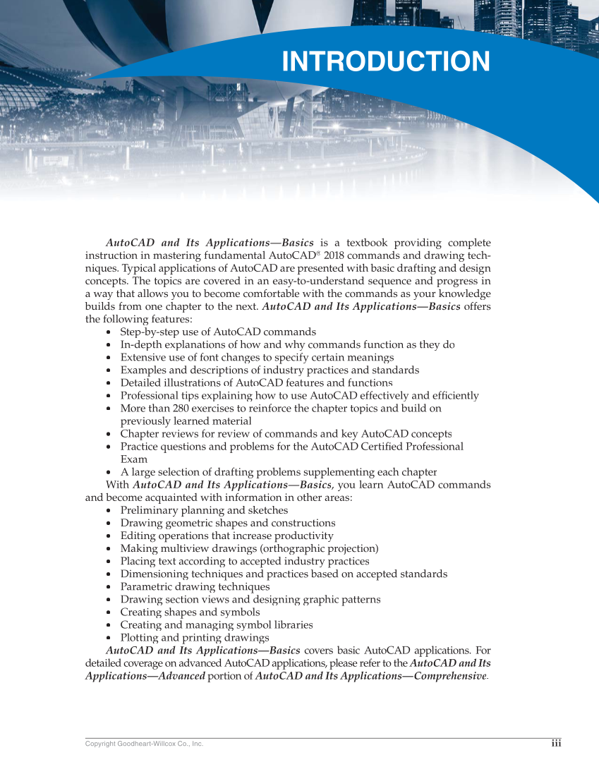 AutoCAD and Its Applications—Basics 2018, 25th Edition page iii