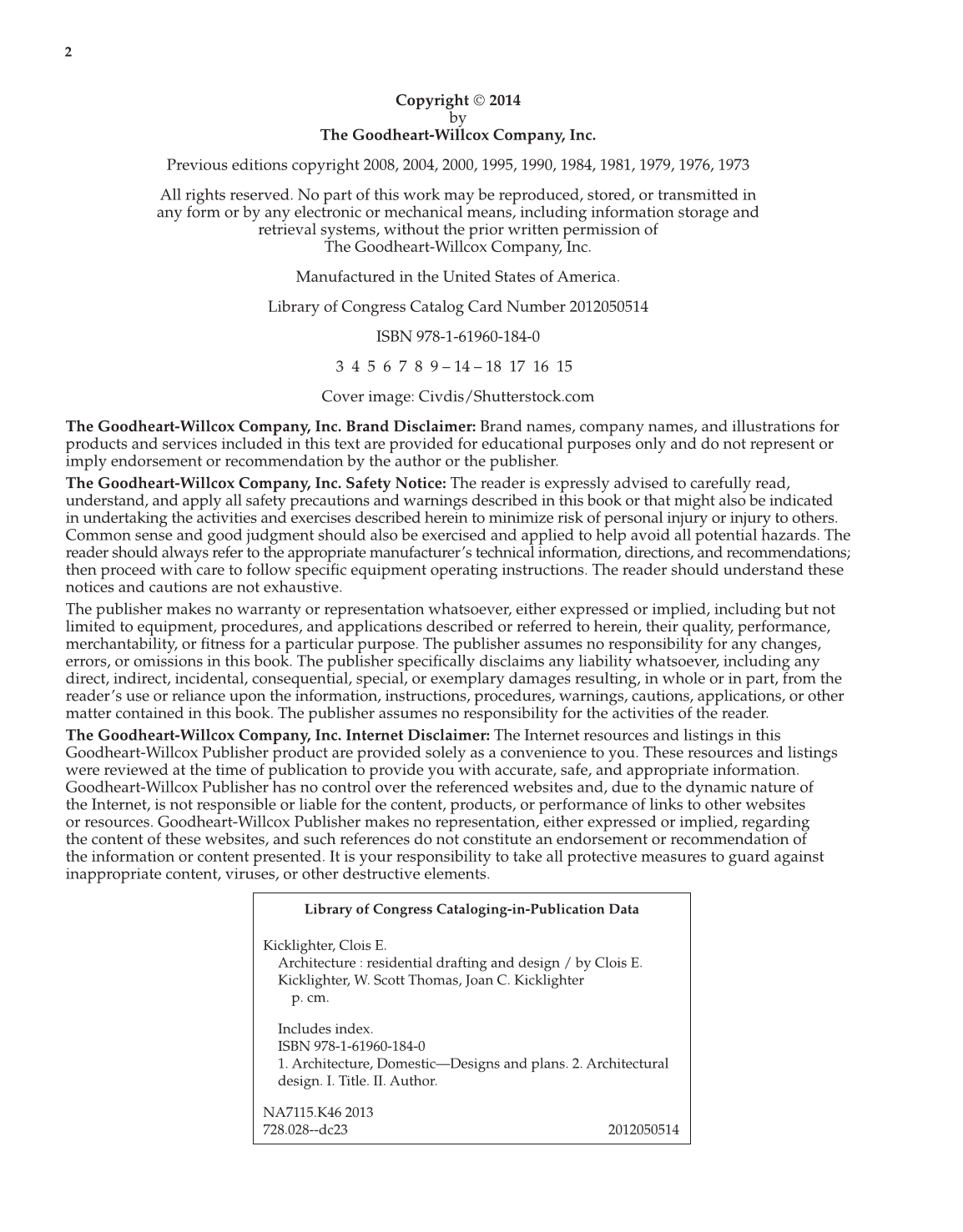 Architecture: Residential Drafting and Design, 11th Edition page 2