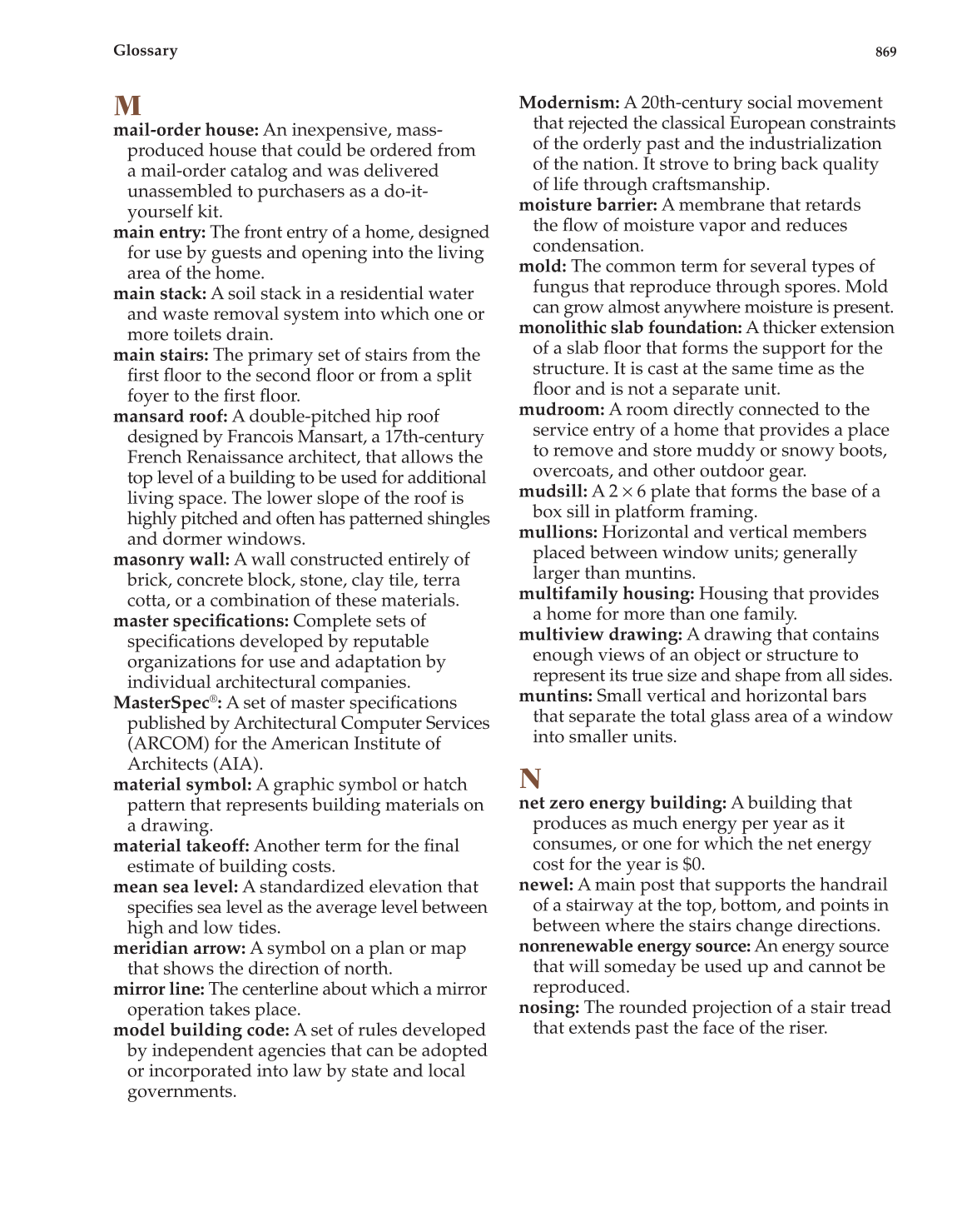 Architecture: Residential Drafting and Design, 11th Edition page 869