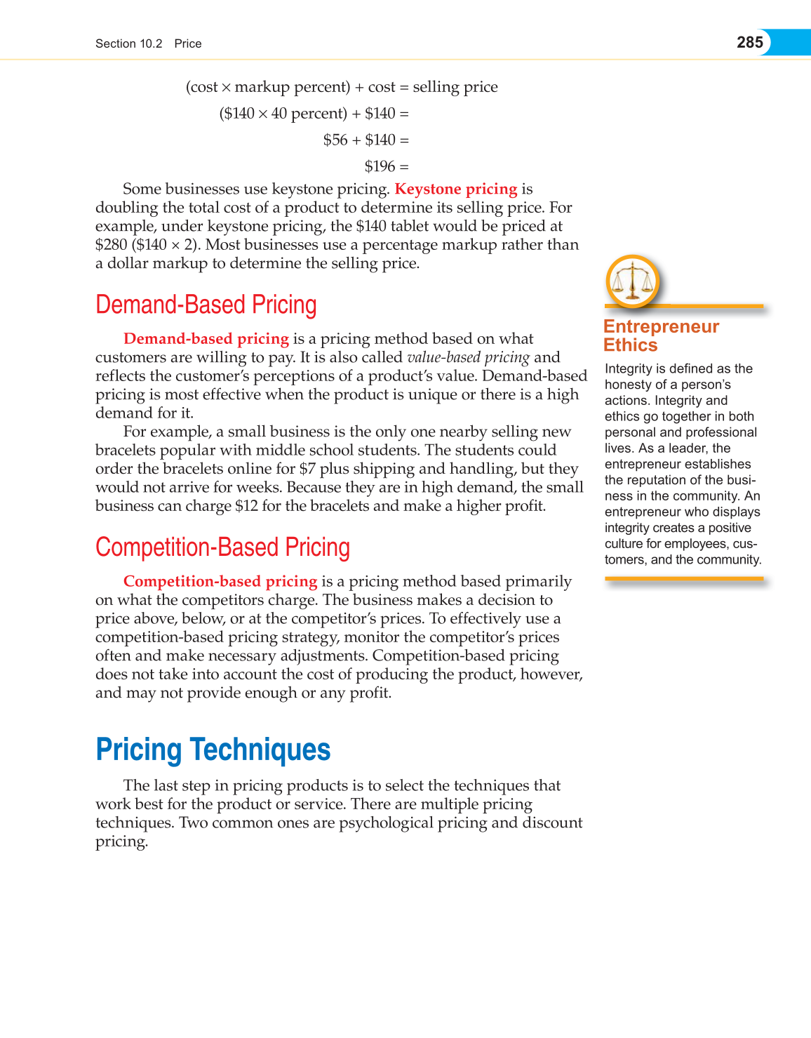 Entrepreneurship, 1st Edition page 285