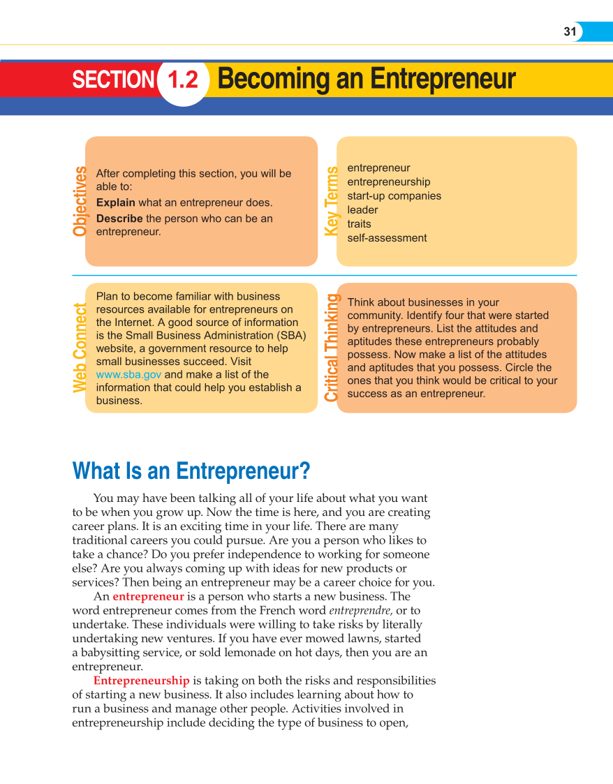 Entrepreneurship, 1st Edition page 31