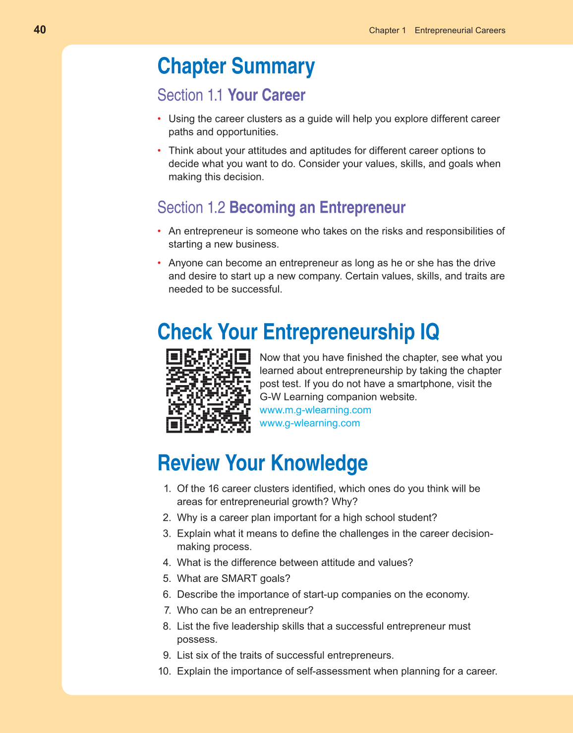 Entrepreneurship, 1st Edition page 40