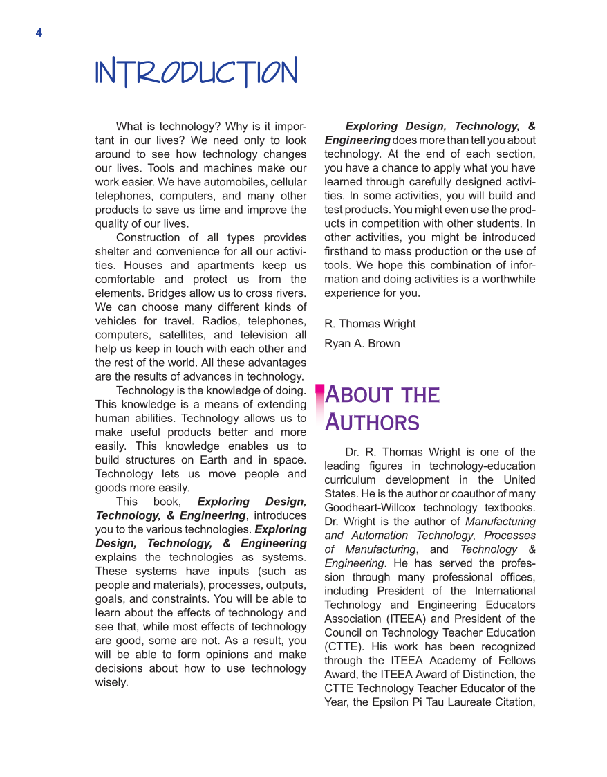 Exploring Design, Technology, &amp; Engineering, 3rd Edition page 4