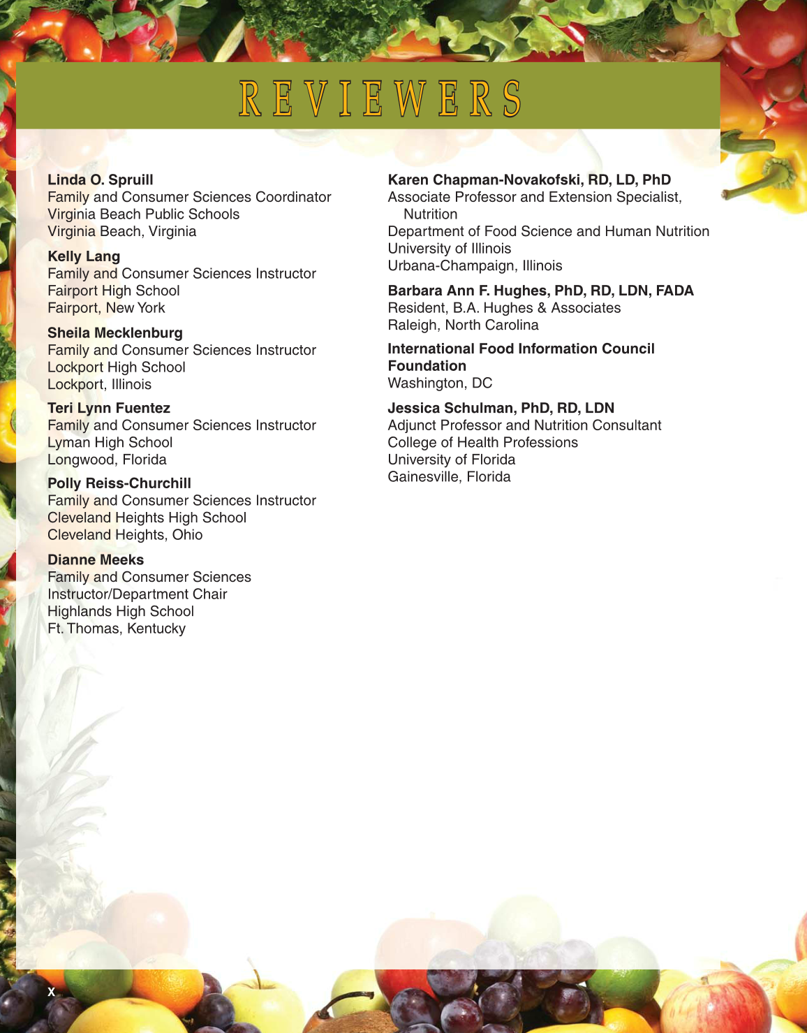 Guide to Good Food, 13th Edition page X