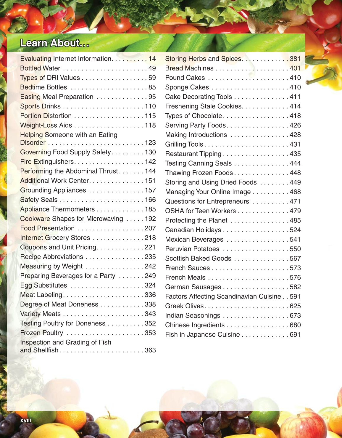 Guide to Good Food, 13th Edition page XVIII