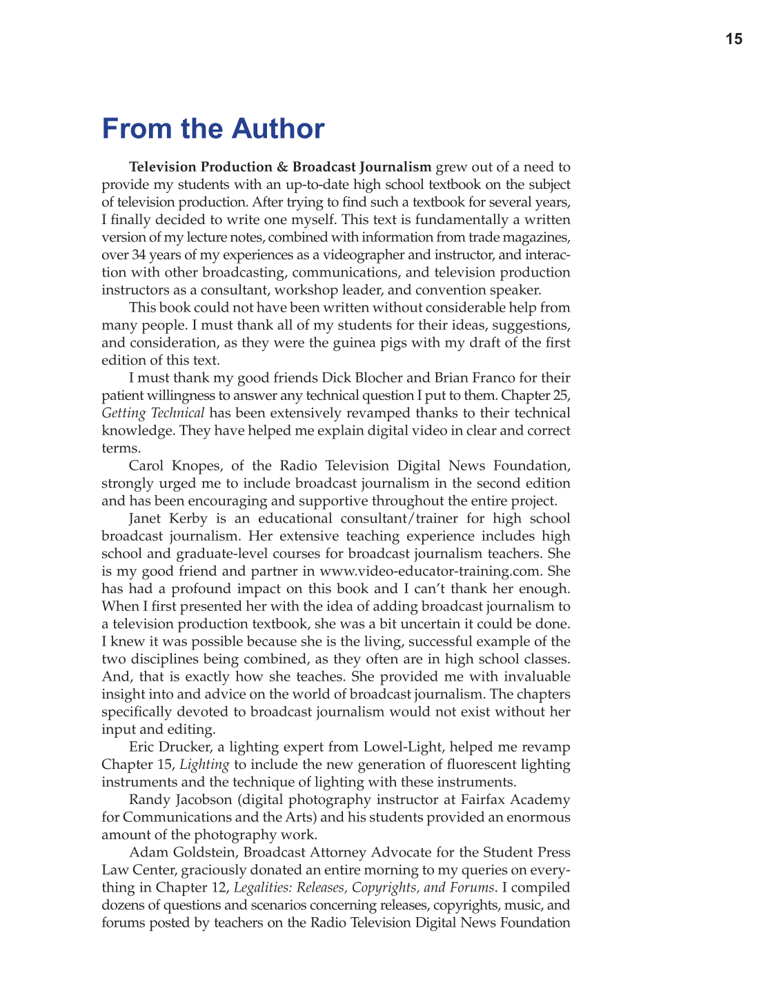 Television Production &amp; Broadcast Journalism, 2nd Edition page 15