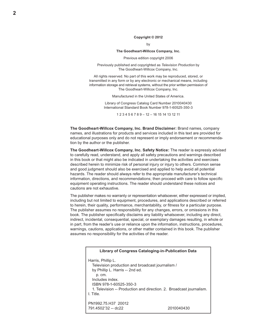 Television Production &amp; Broadcast Journalism, 2nd Edition page 2