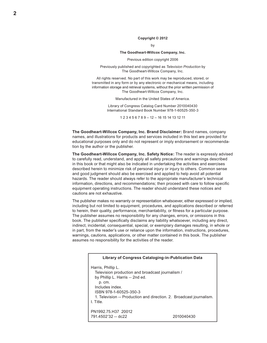 Television Production &amp; Broadcast Journalism, 2nd Edition page 2