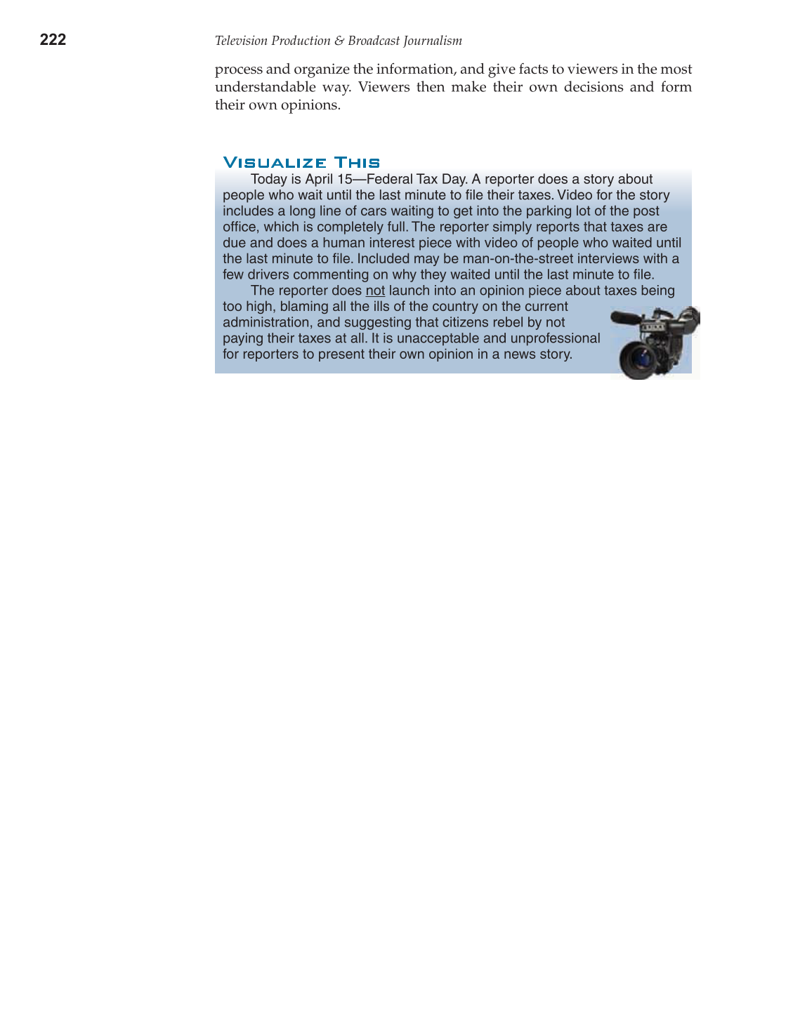 Television Production &amp; Broadcast Journalism, 2nd Edition page 222