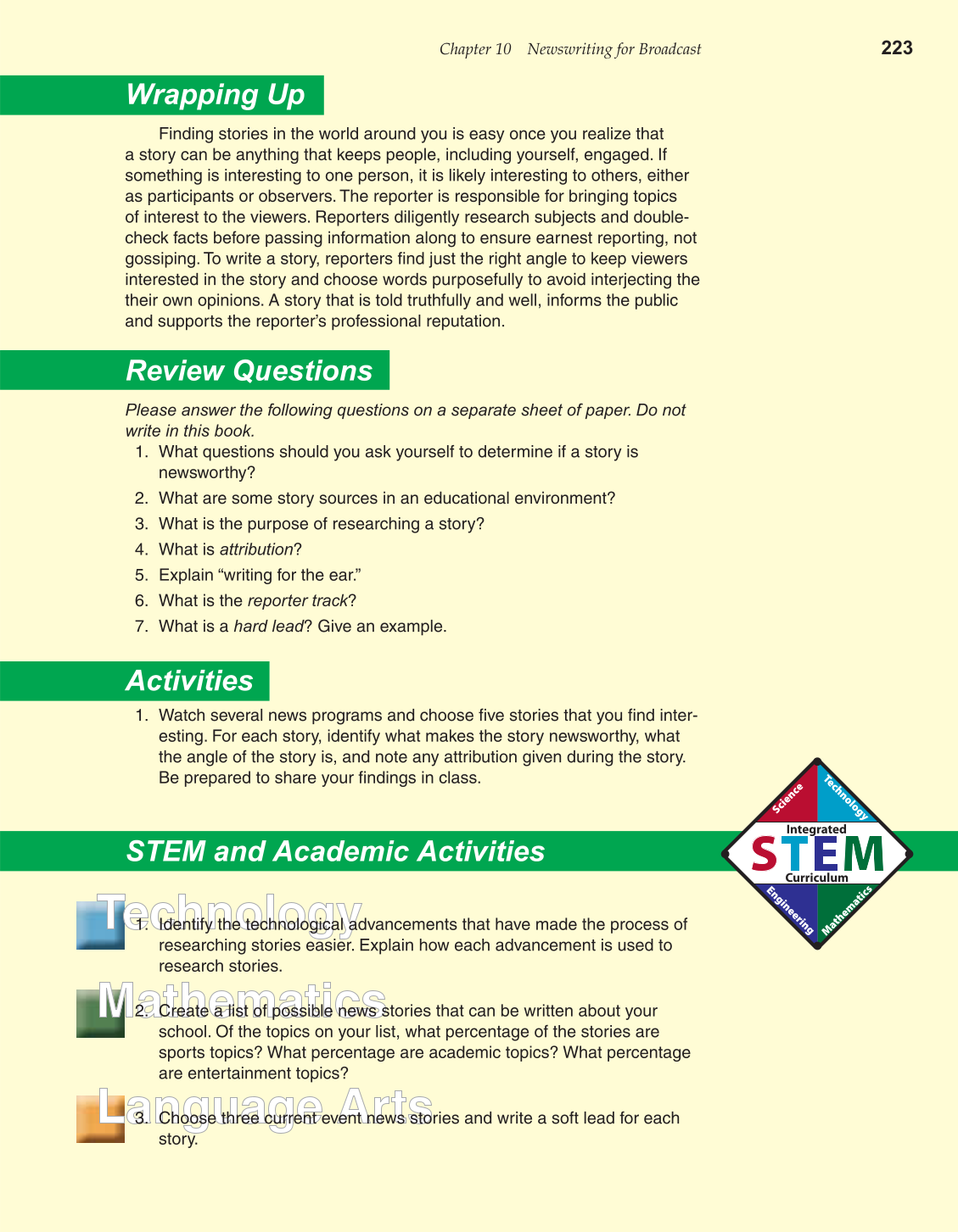 Television Production &amp; Broadcast Journalism, 2nd Edition page 223