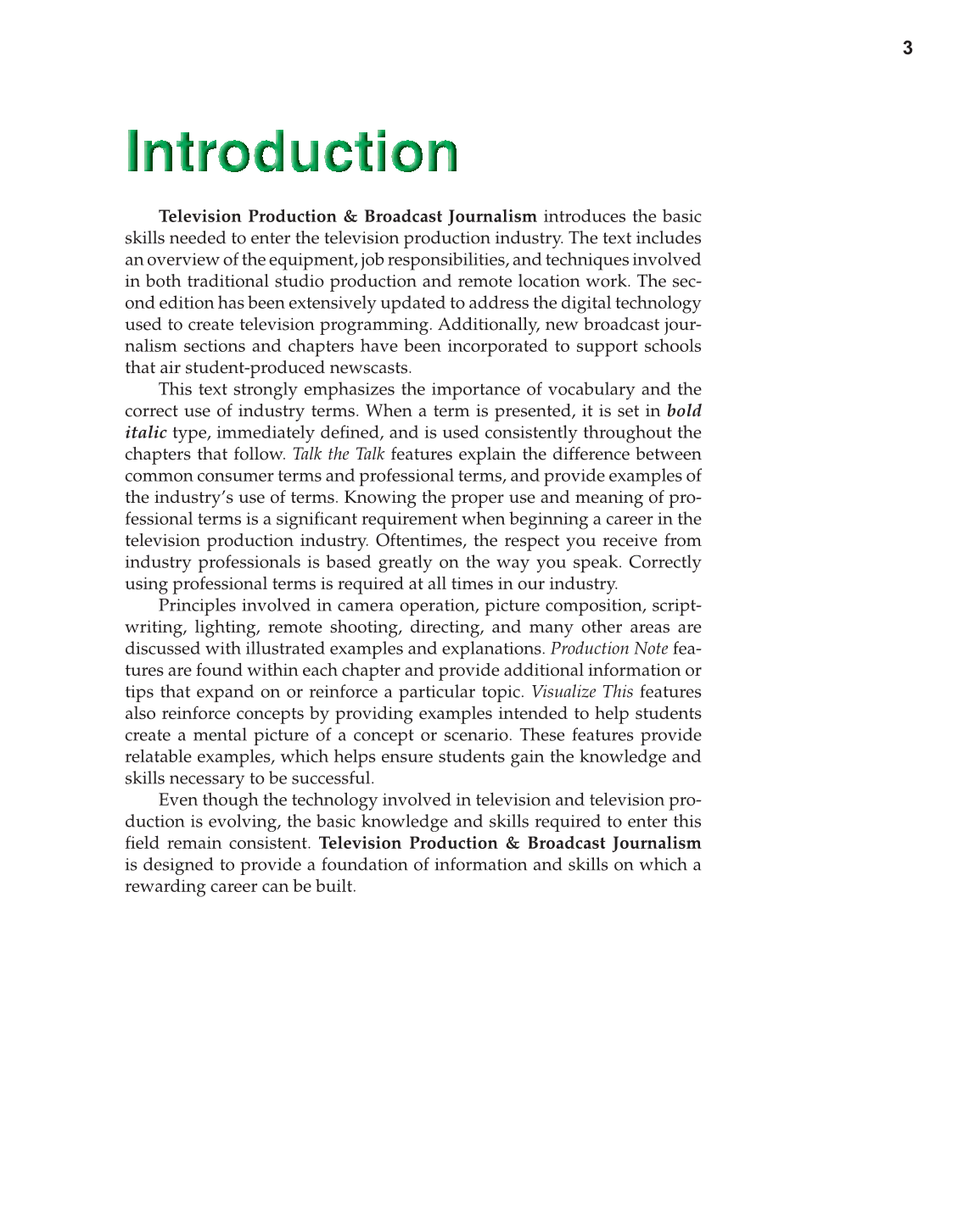 Television Production &amp; Broadcast Journalism, 2nd Edition page 3