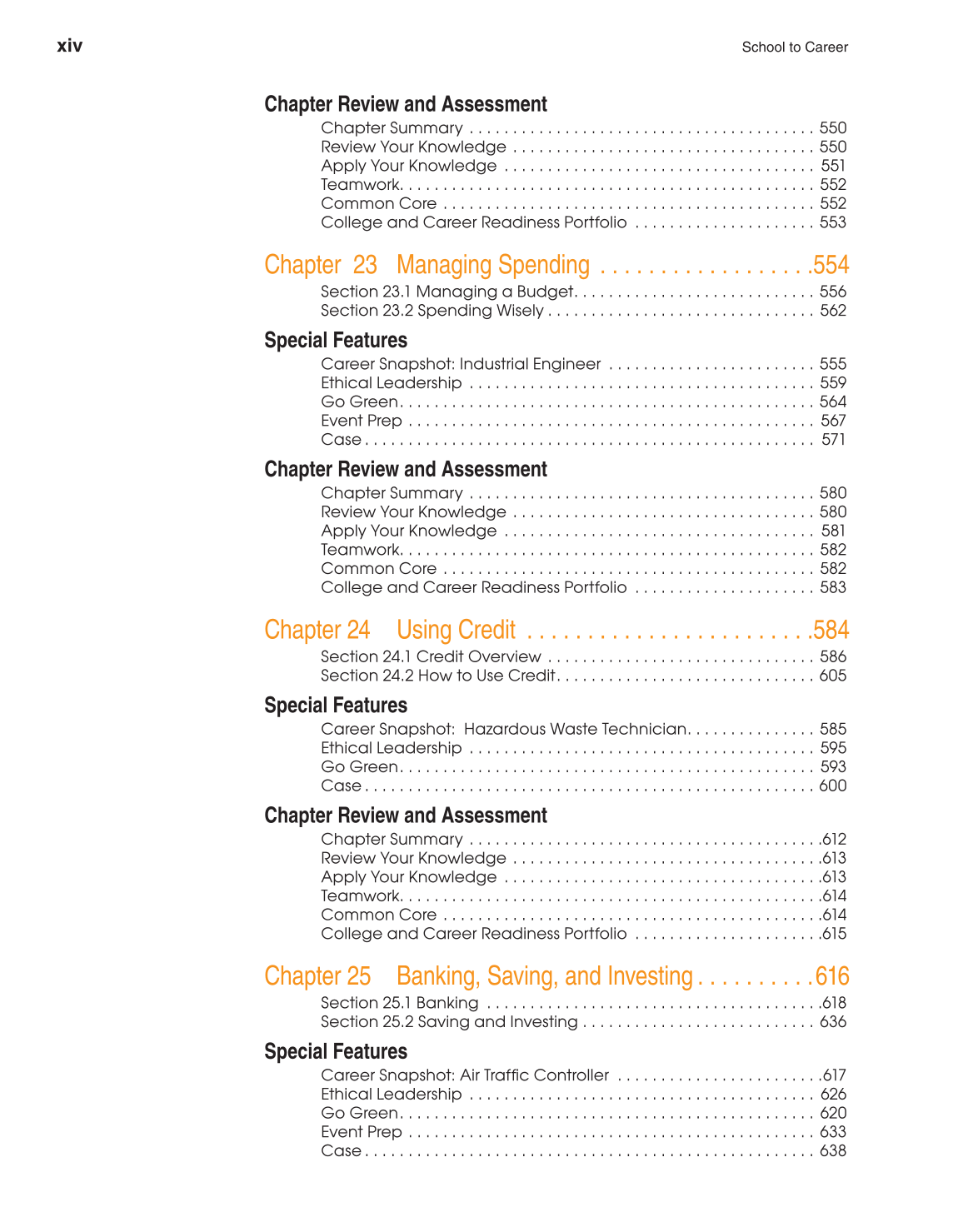 School to Career, 10th Edition page xiv