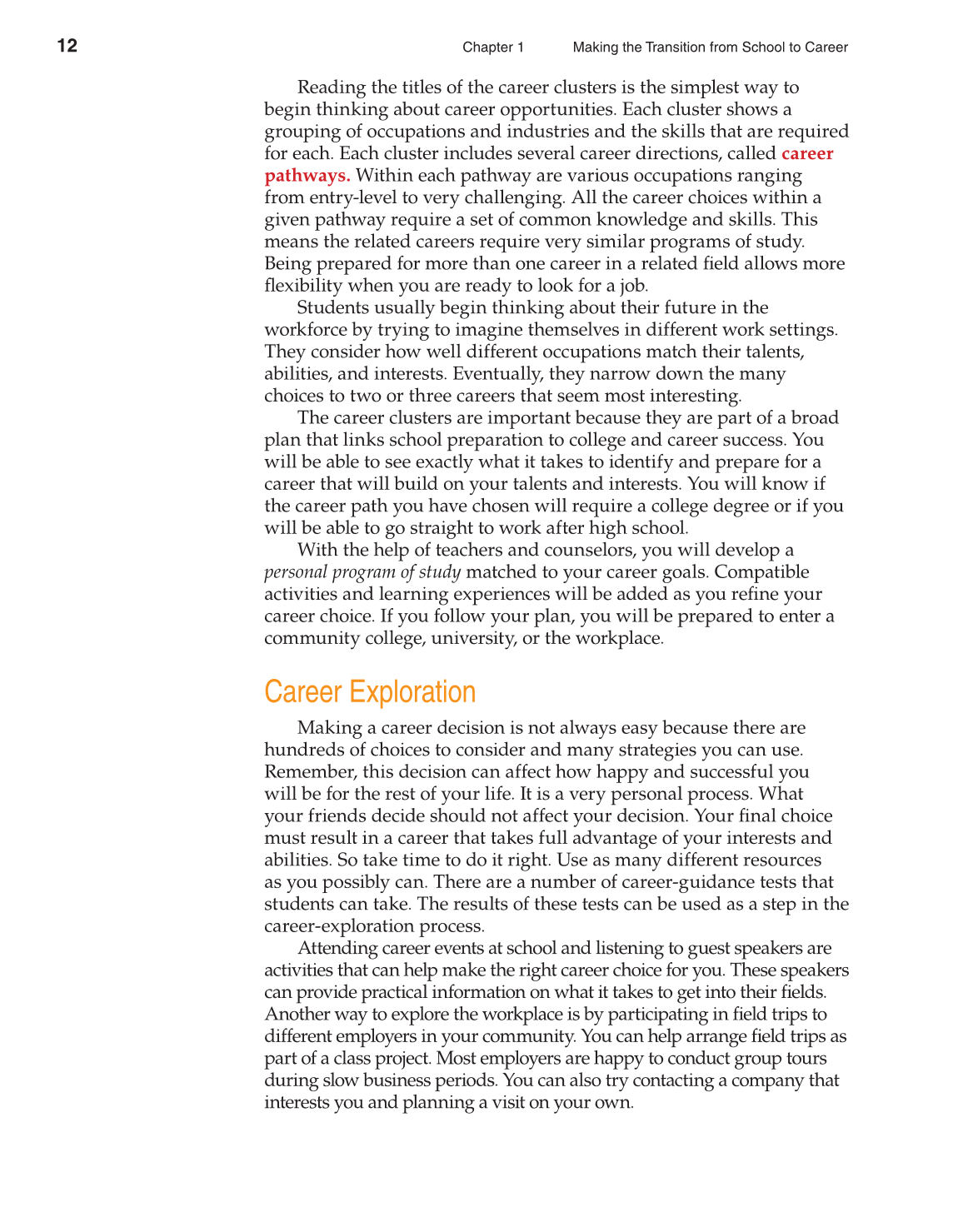School to Career, 10th Edition page 12