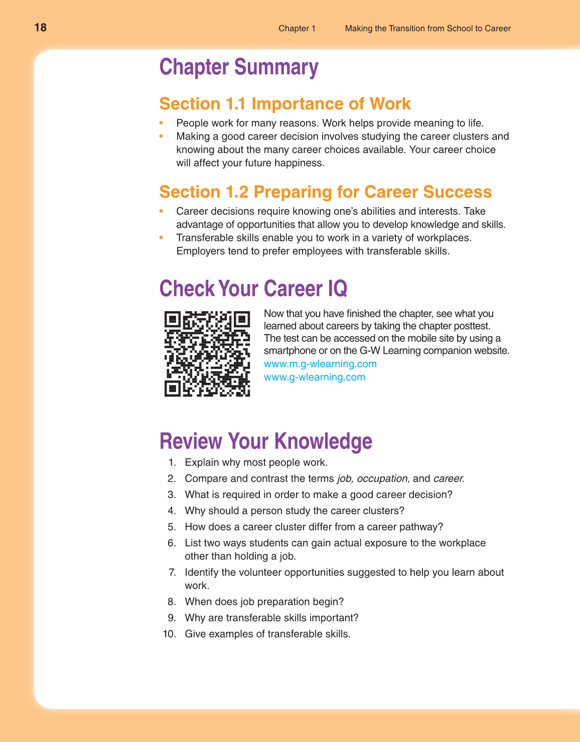 School to Career, 10th Edition page 18