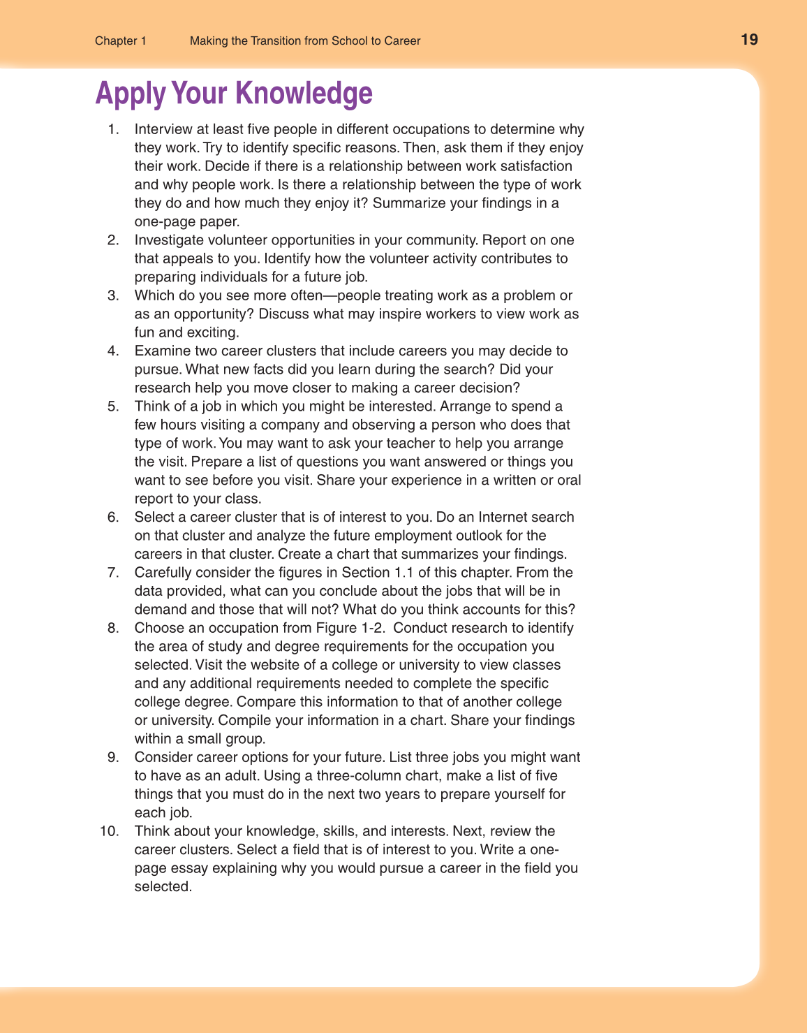 School to Career, 10th Edition page 19