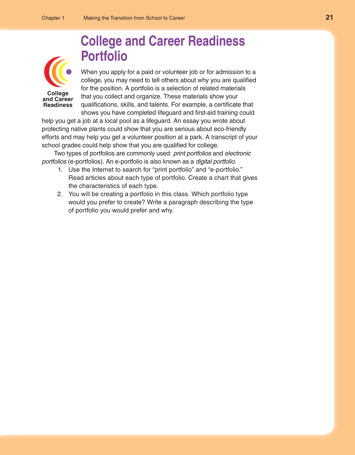 School to Career, 10th Edition page 21