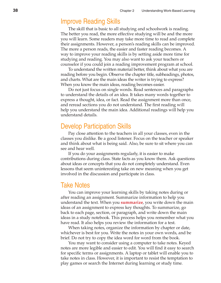 School to Career, 10th Edition page 38