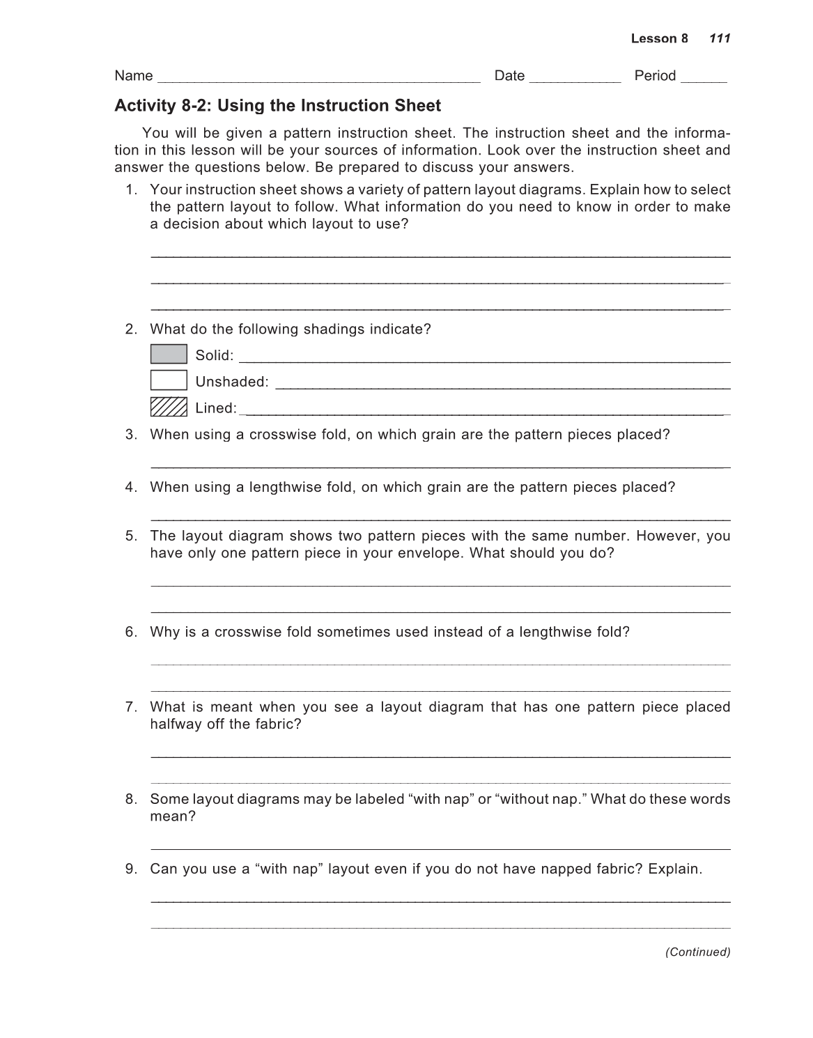 Successful Sewing, 7th Edition page 111