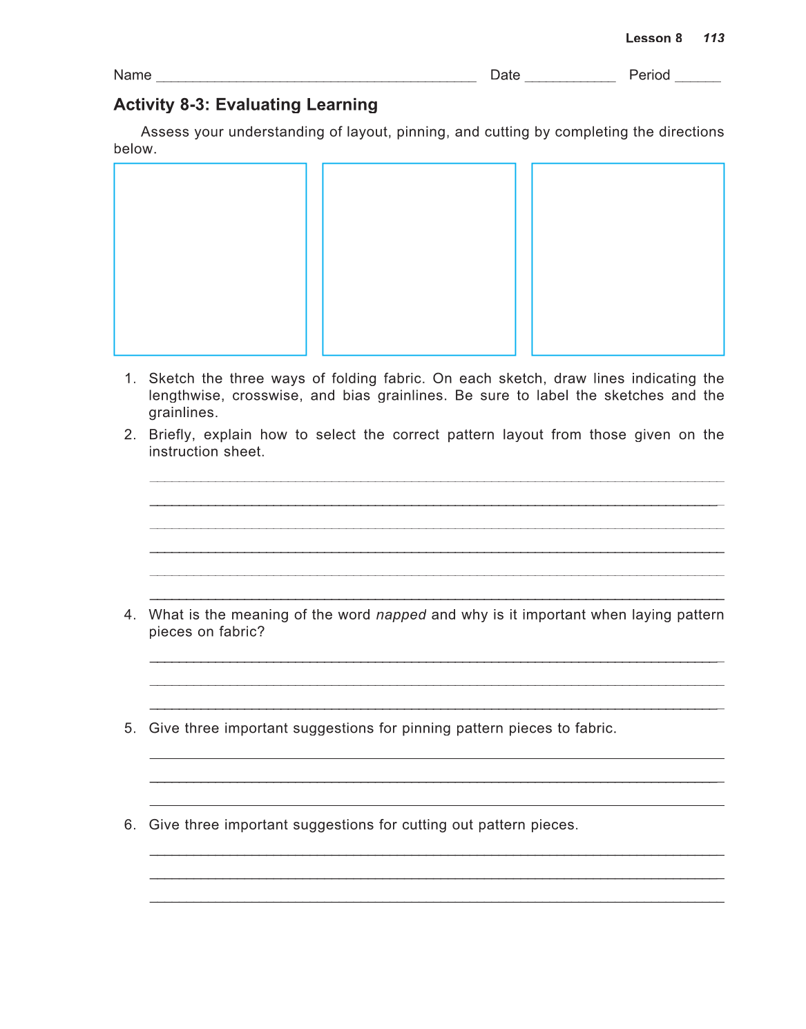 Successful Sewing, 7th Edition page 113