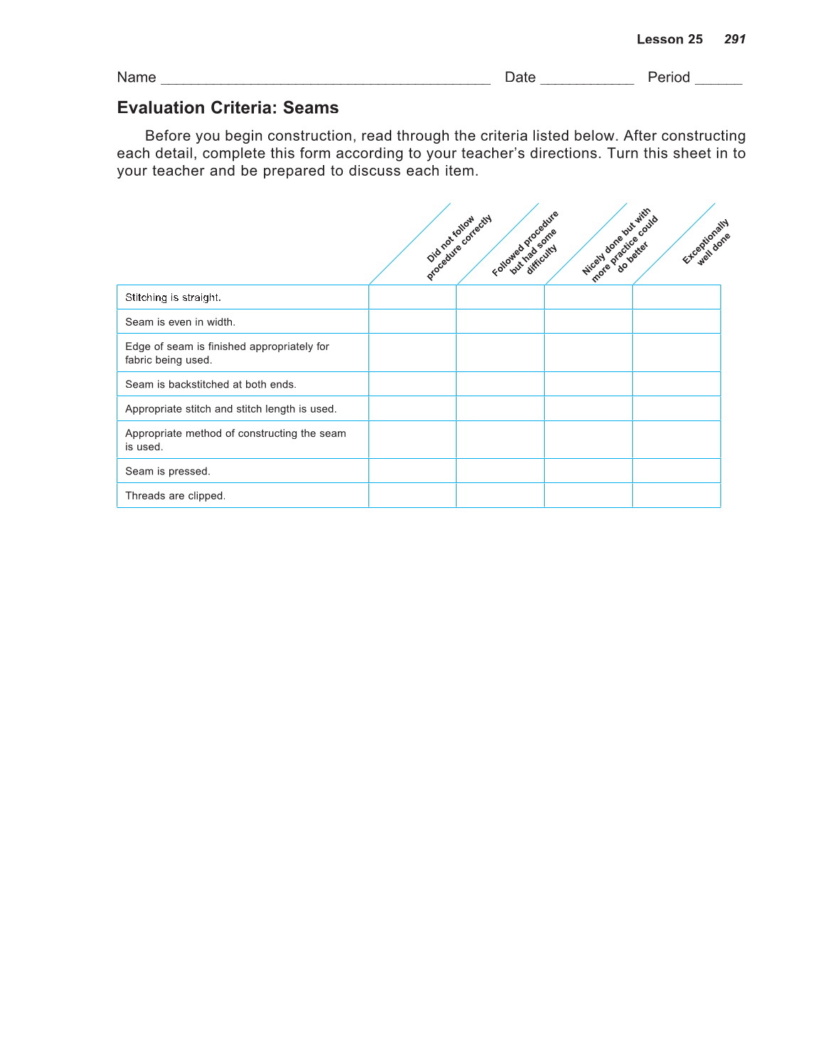 Successful Sewing, 7th Edition page 291