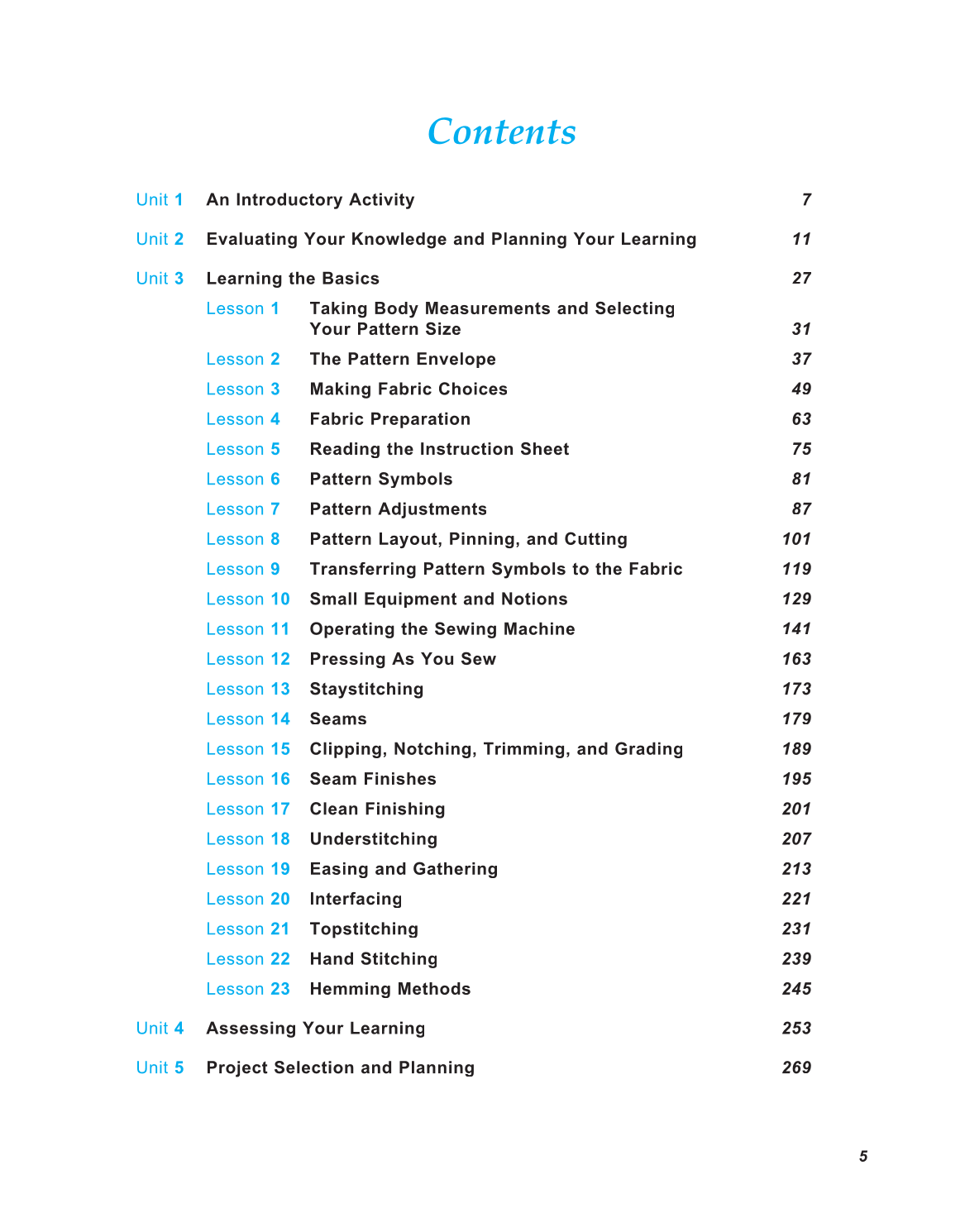 Successful Sewing, 7th Edition page 5