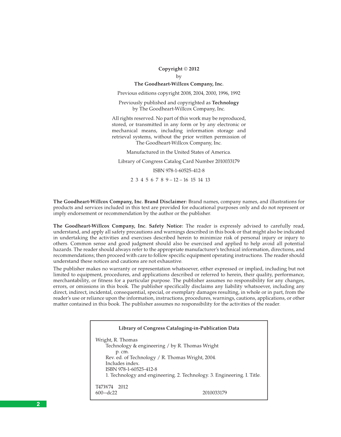 Technology &amp; Engineering, 6th Edition page 2