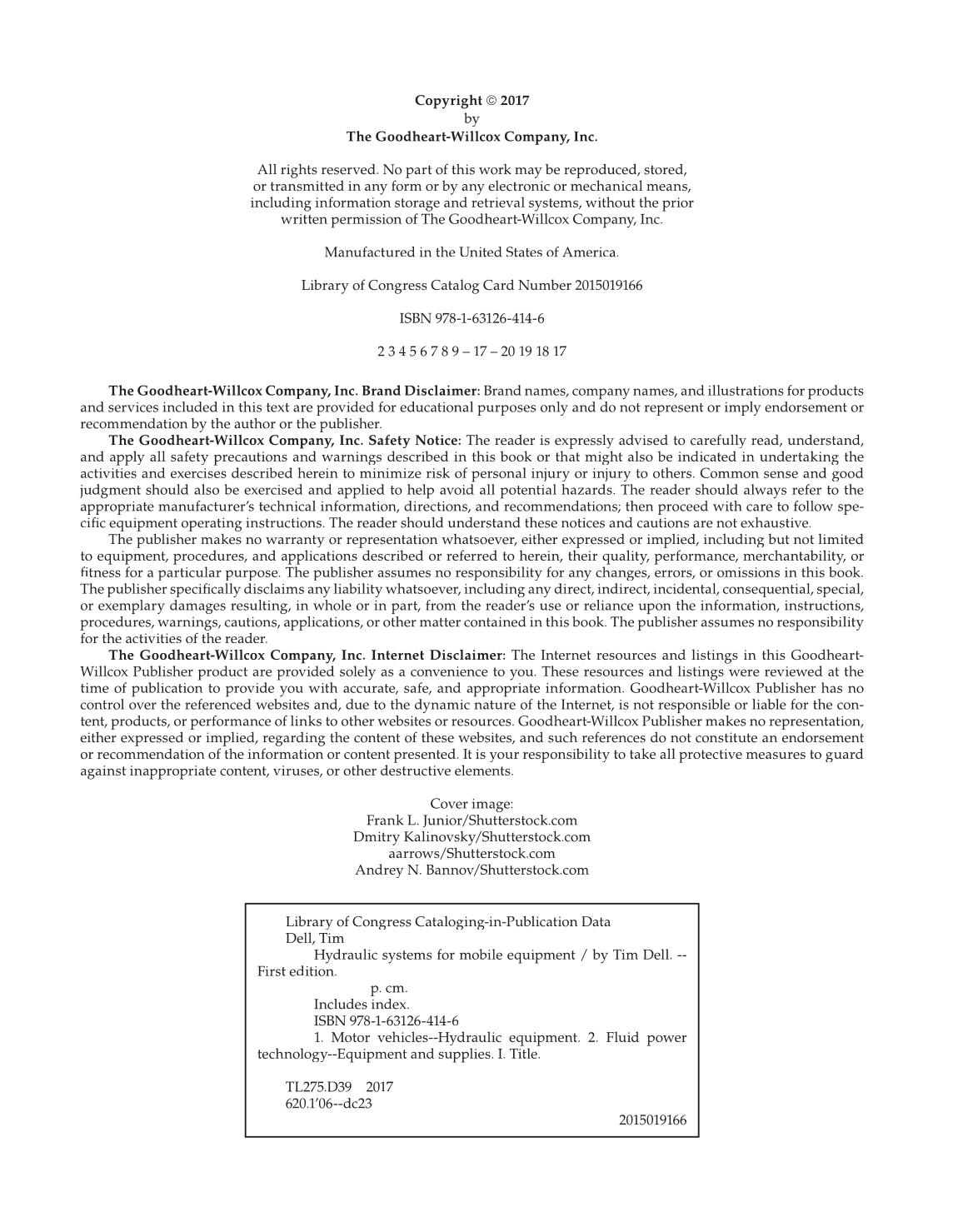 Hydraulic Systems for Mobile Equipment, 1st Edition page ii