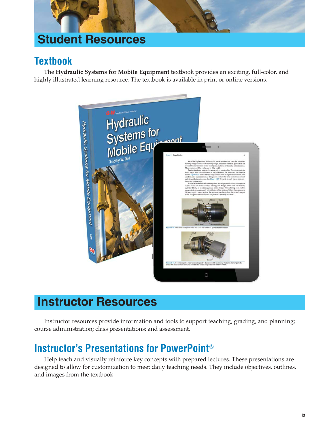 Hydraulic Systems for Mobile Equipment, 1st Edition page ix