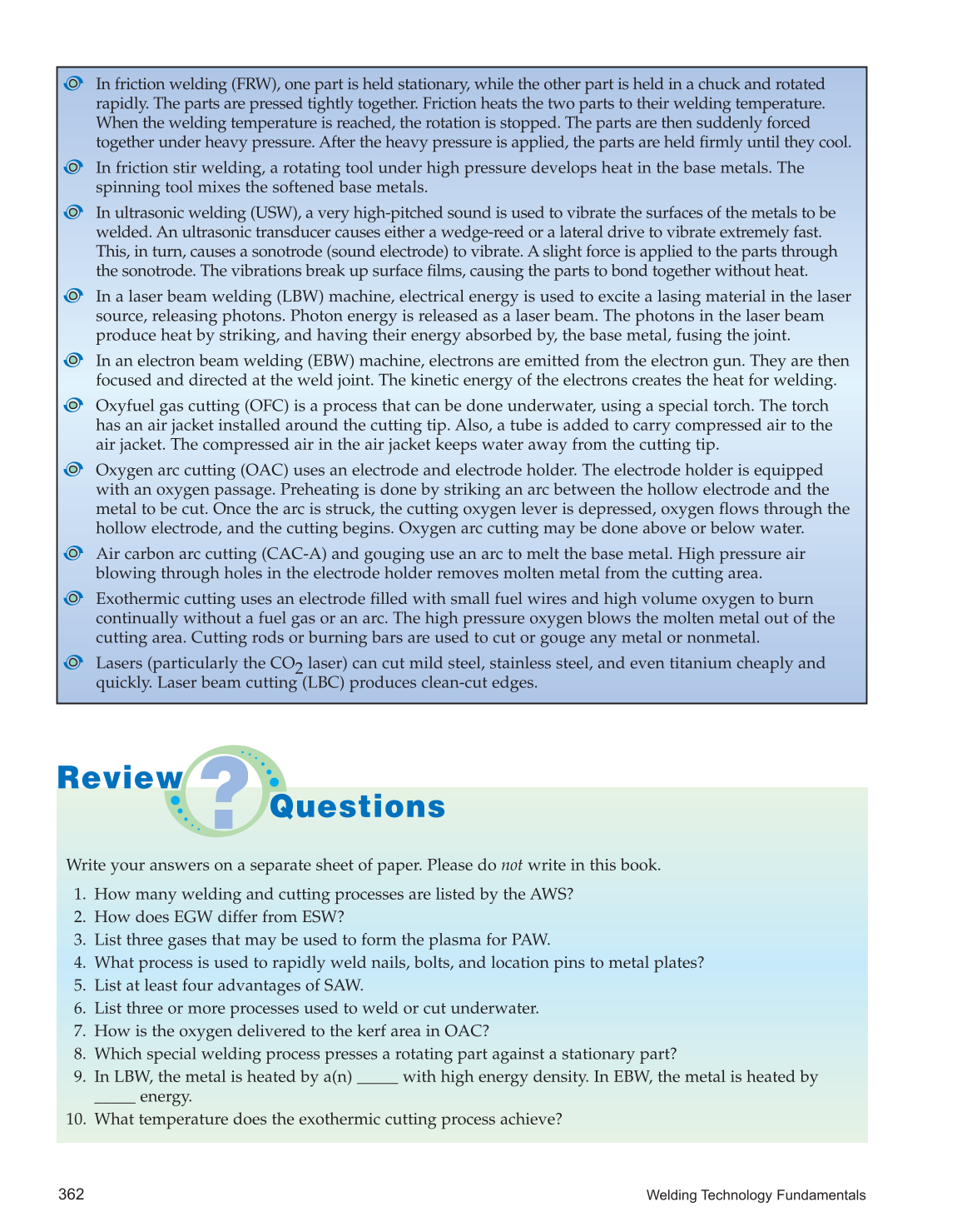 Welding Technology Fundamentals, 4th Edition page 362