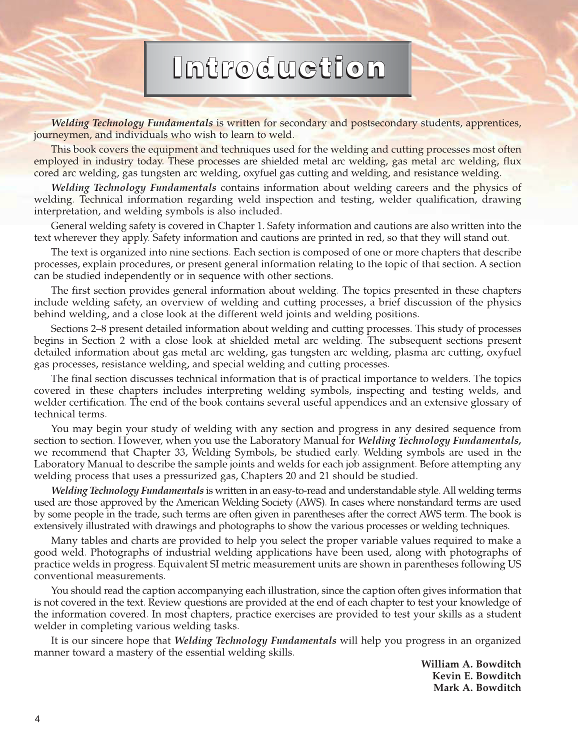 Welding Technology Fundamentals, 4th Edition page 4
