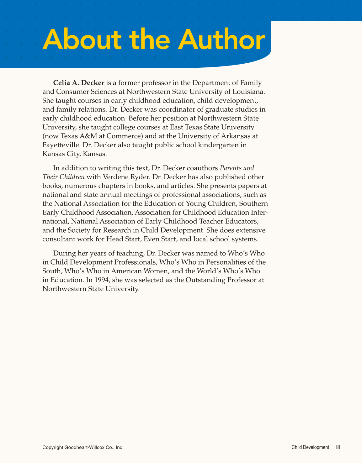 Child Development: Early Stages Through Age 12, 8th Edition page iii