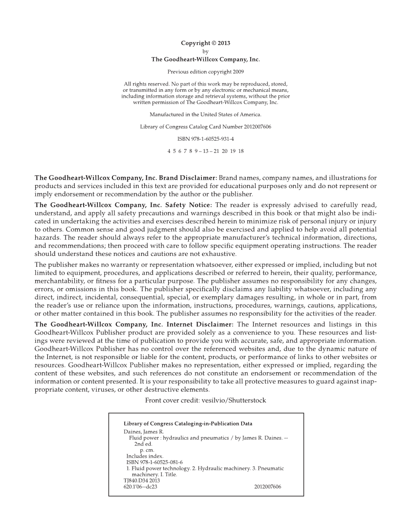 Fluid Power: Hydraulics and Pneumatics, 2nd Edition page 2