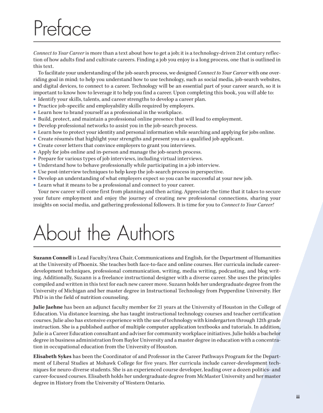 Connect to Your Career: Job-Search Skills for a Digital World, Canadian Edition page iii