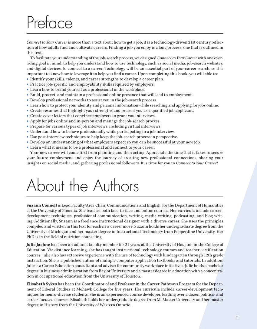 Connect to Your Career: Job-Search Skills for a Digital World, Canadian Edition page iii