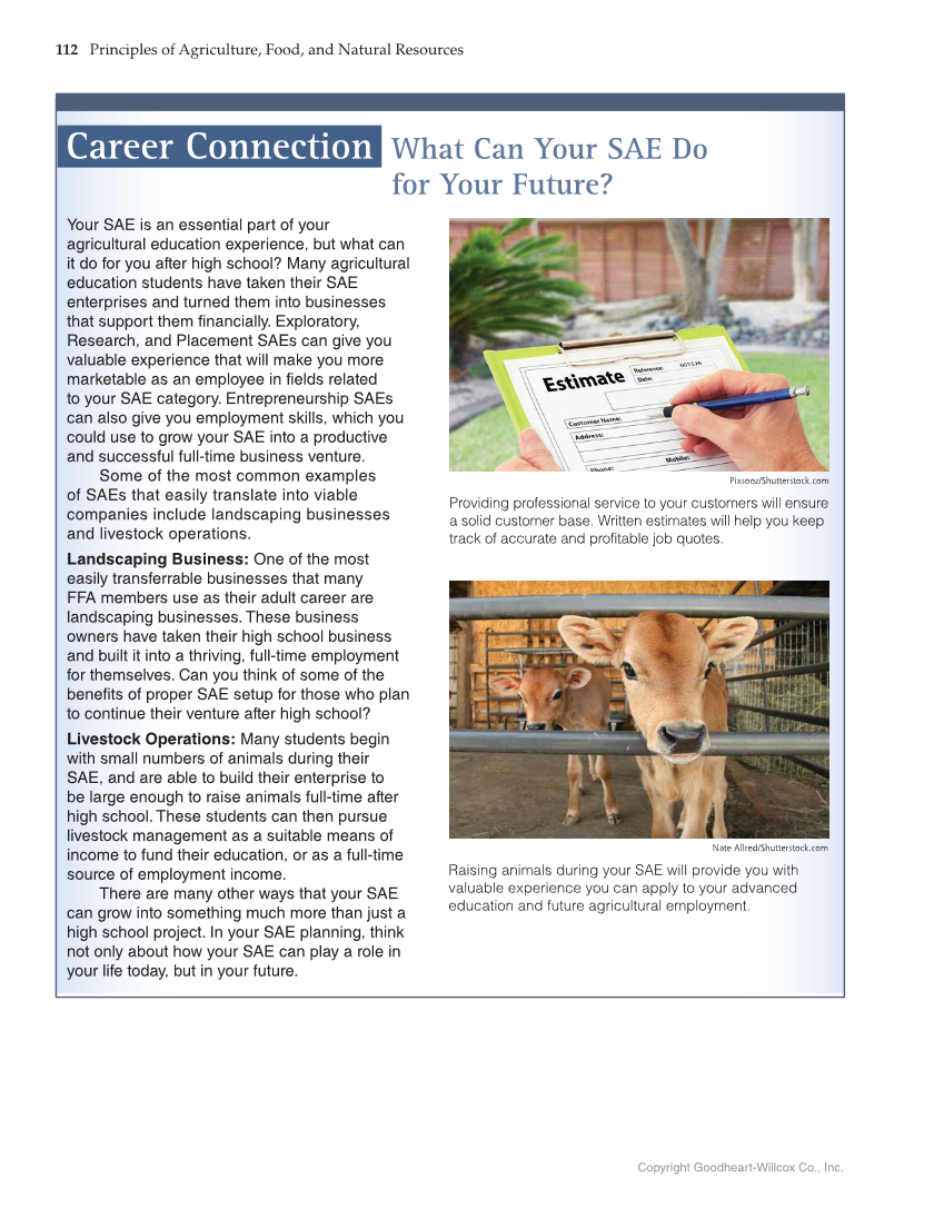 Principles of Agriculture, Food, and Natural Resources, 1st Edition page 112