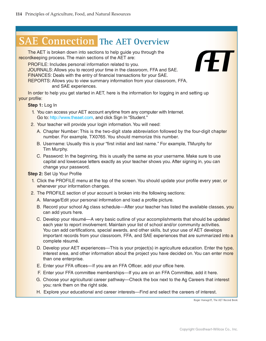 Principles of Agriculture, Food, and Natural Resources, 1st Edition page 114