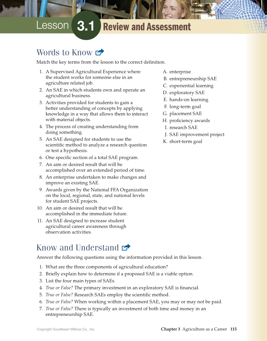 Principles of Agriculture, Food, and Natural Resources, 1st Edition page 115