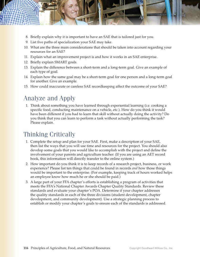 Principles of Agriculture, Food, and Natural Resources, 1st Edition page 116